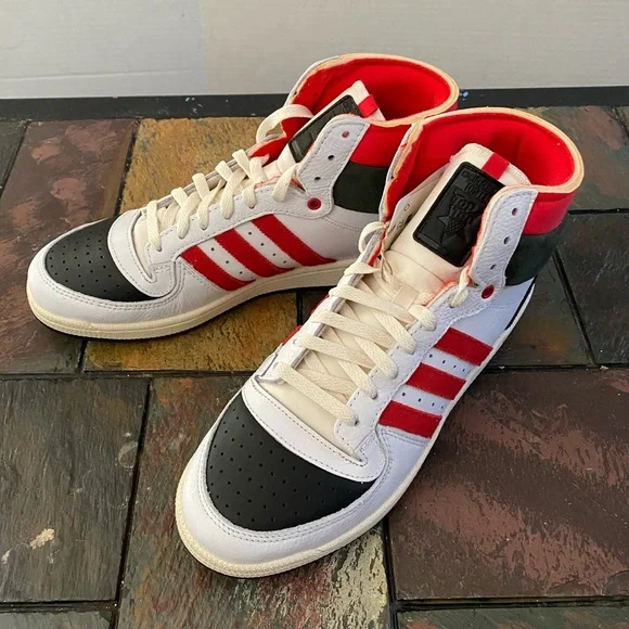 NWOT Adidas Originals Men's White Red Black Top Ten PB Sneakers Shoes Size 11.5